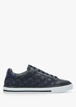 Arzon Diamond Quilted Navy Leather Trainers