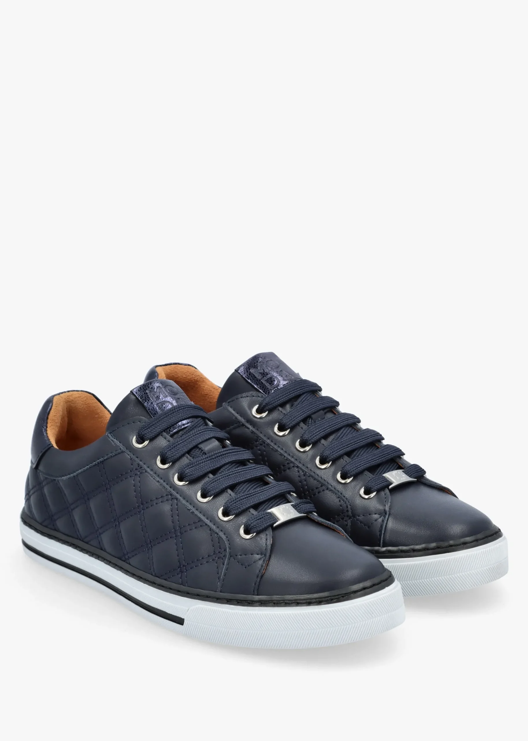 Arzon Diamond Quilted Navy Leather Trainers