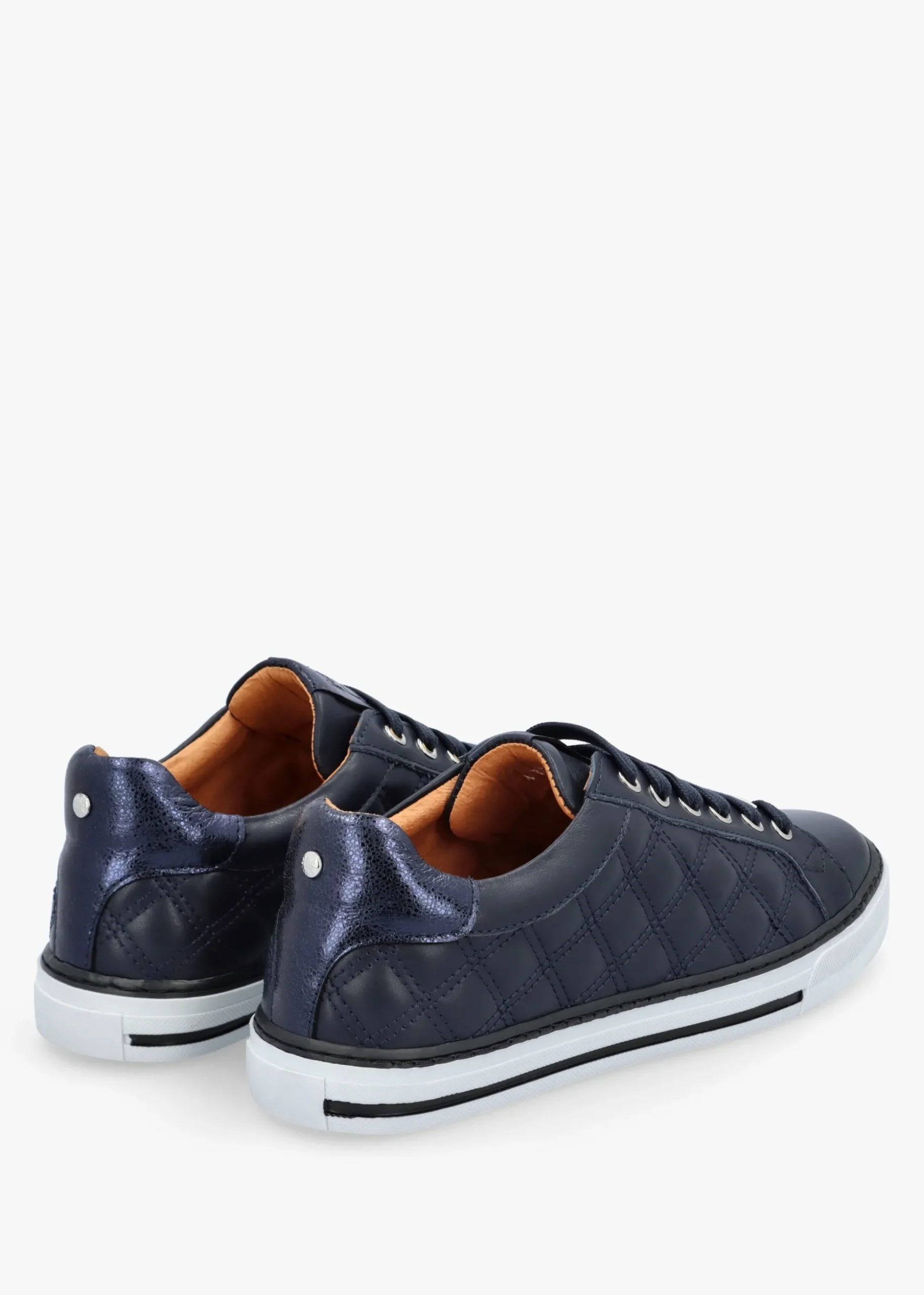 Arzon Diamond Quilted Navy Leather Trainers