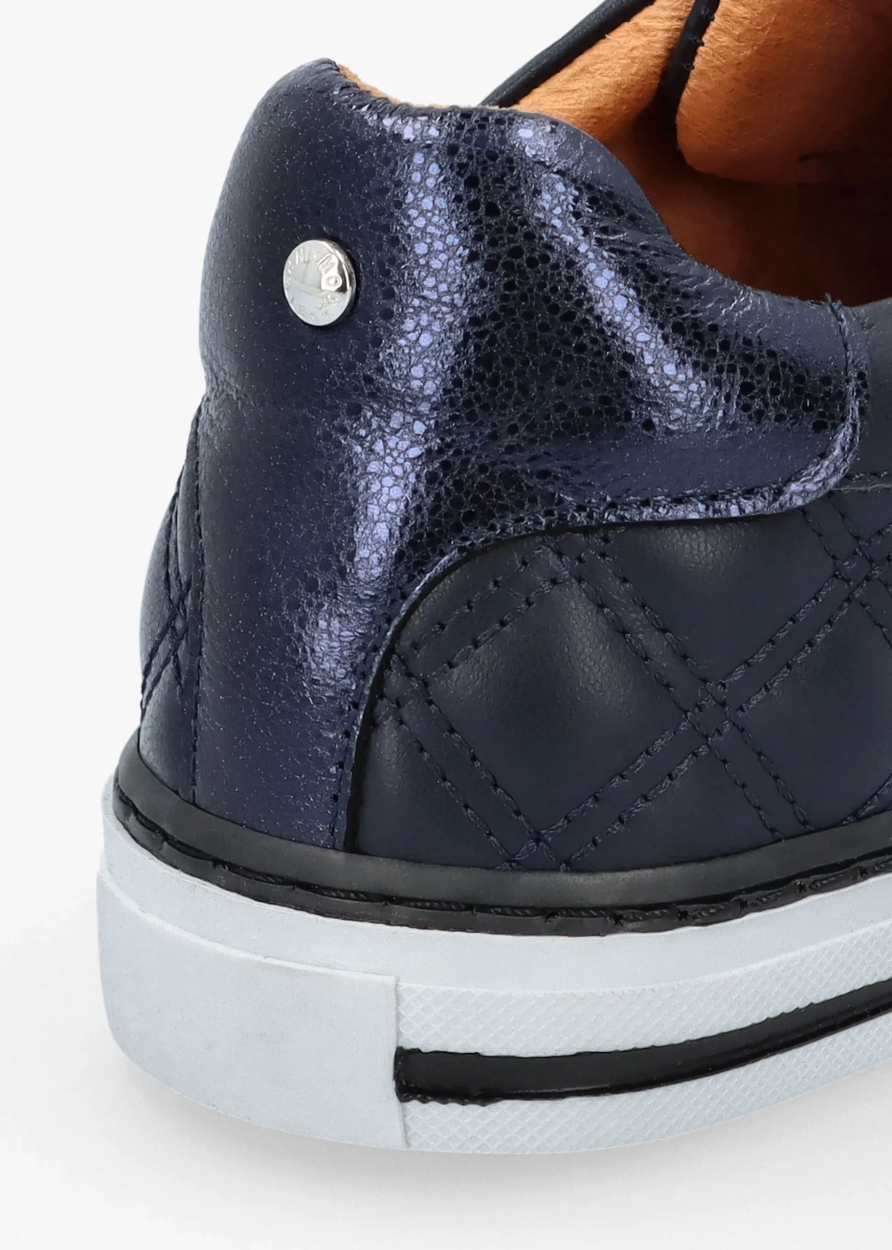 Arzon Diamond Quilted Navy Leather Trainers