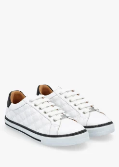 Arzon Diamond Quilted White Leather Trainers