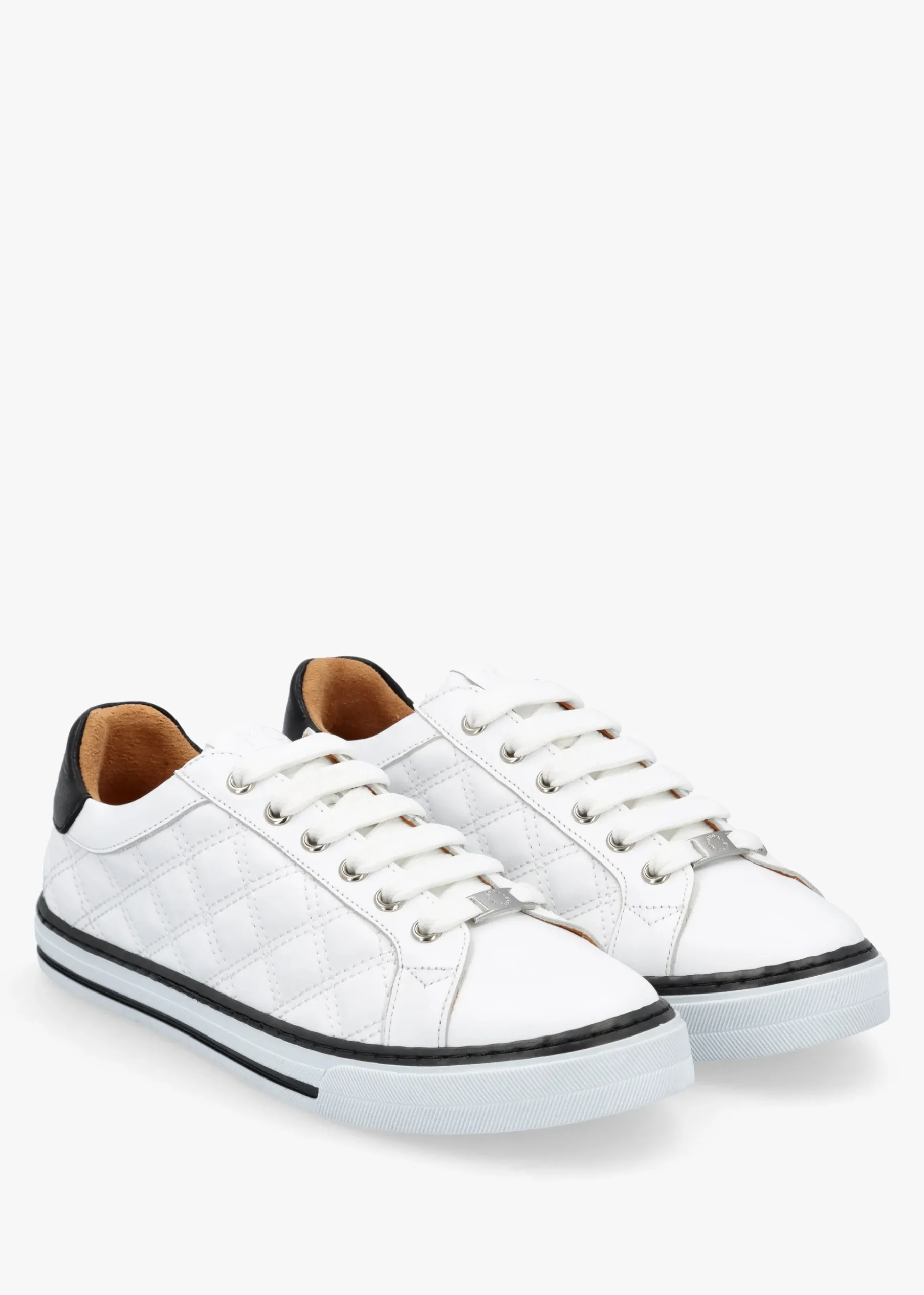 Arzon Diamond Quilted White Leather Trainers