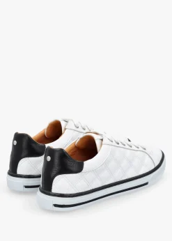 Arzon Diamond Quilted White Leather Trainers