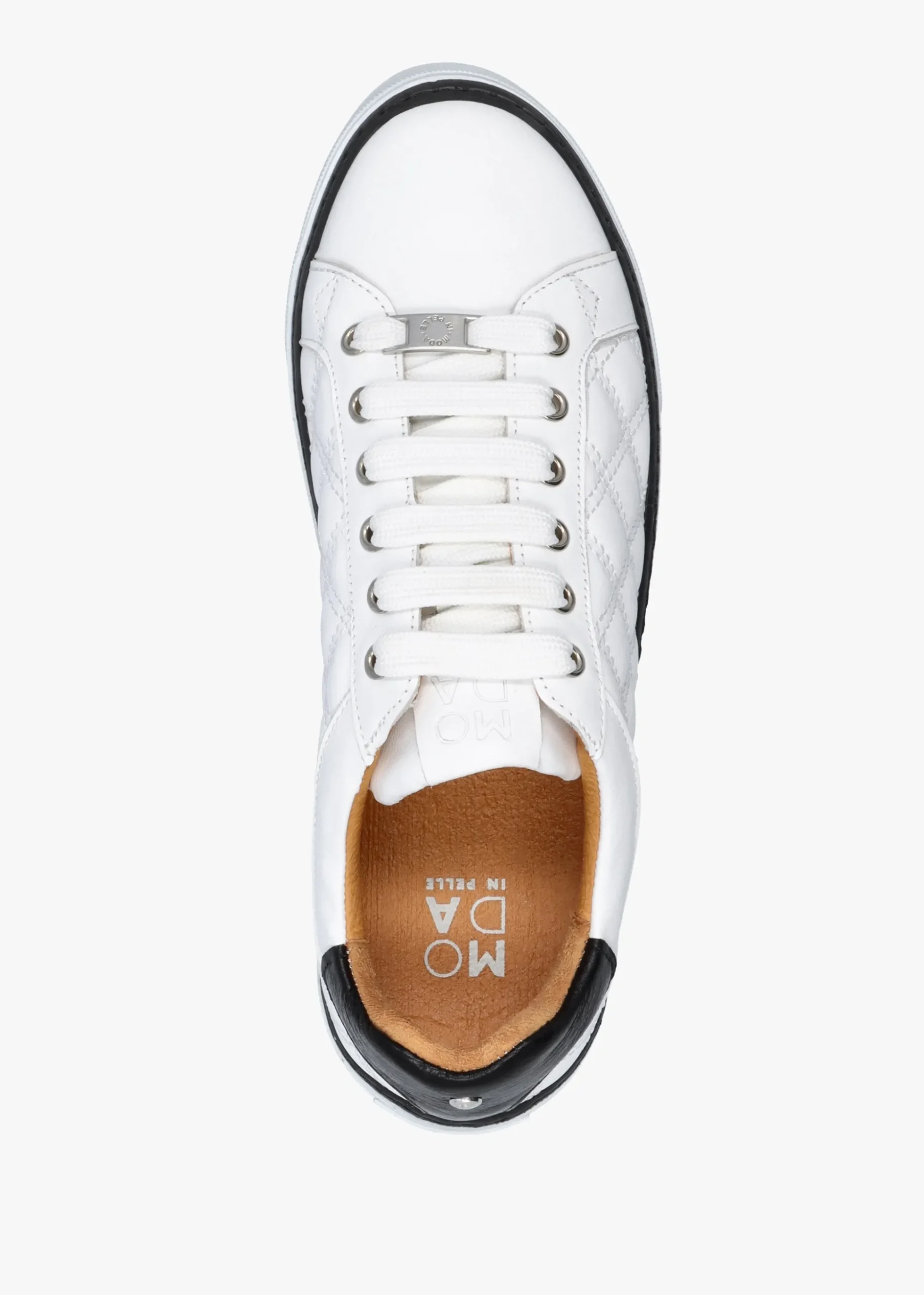 Arzon Diamond Quilted White Leather Trainers