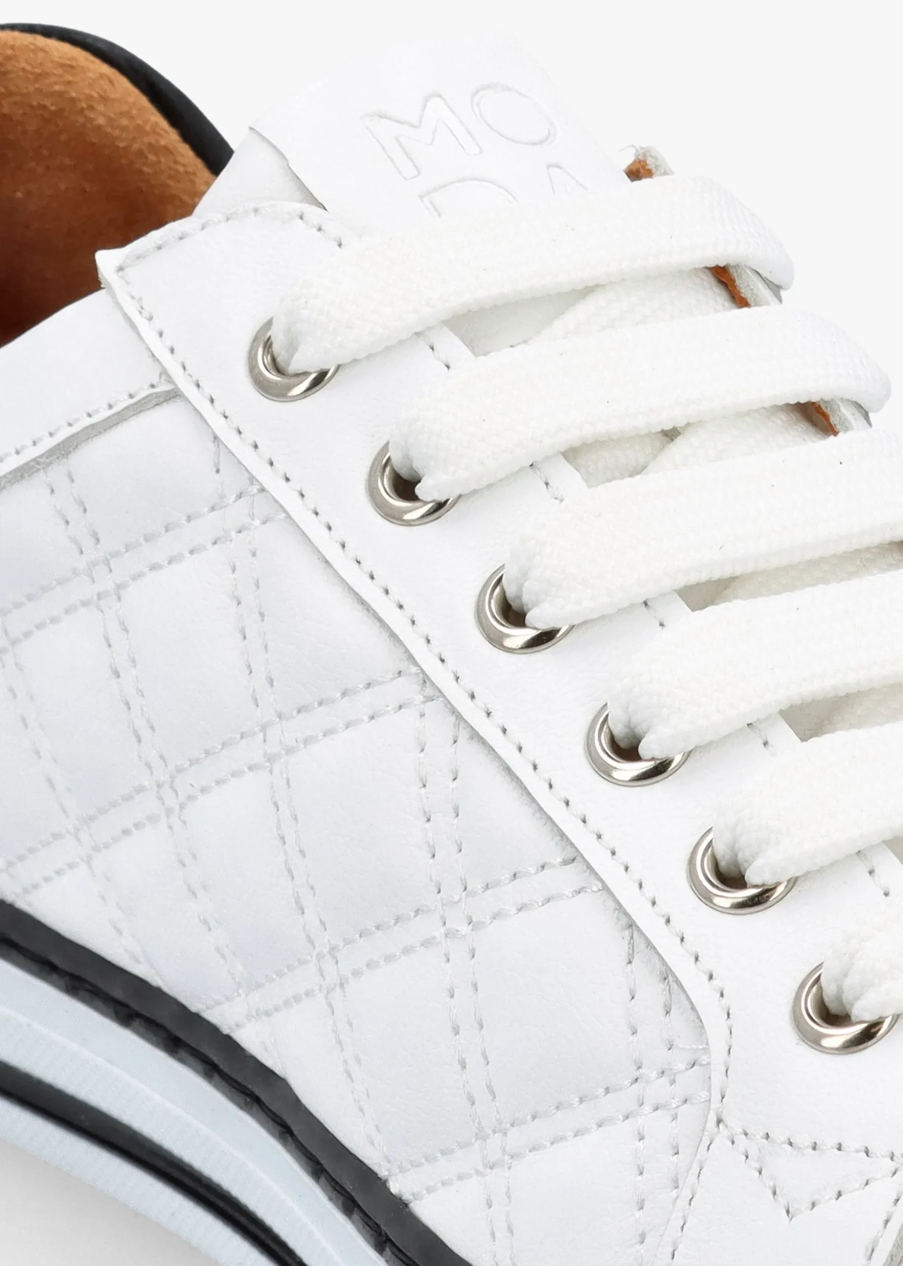 Arzon Diamond Quilted White Leather Trainers