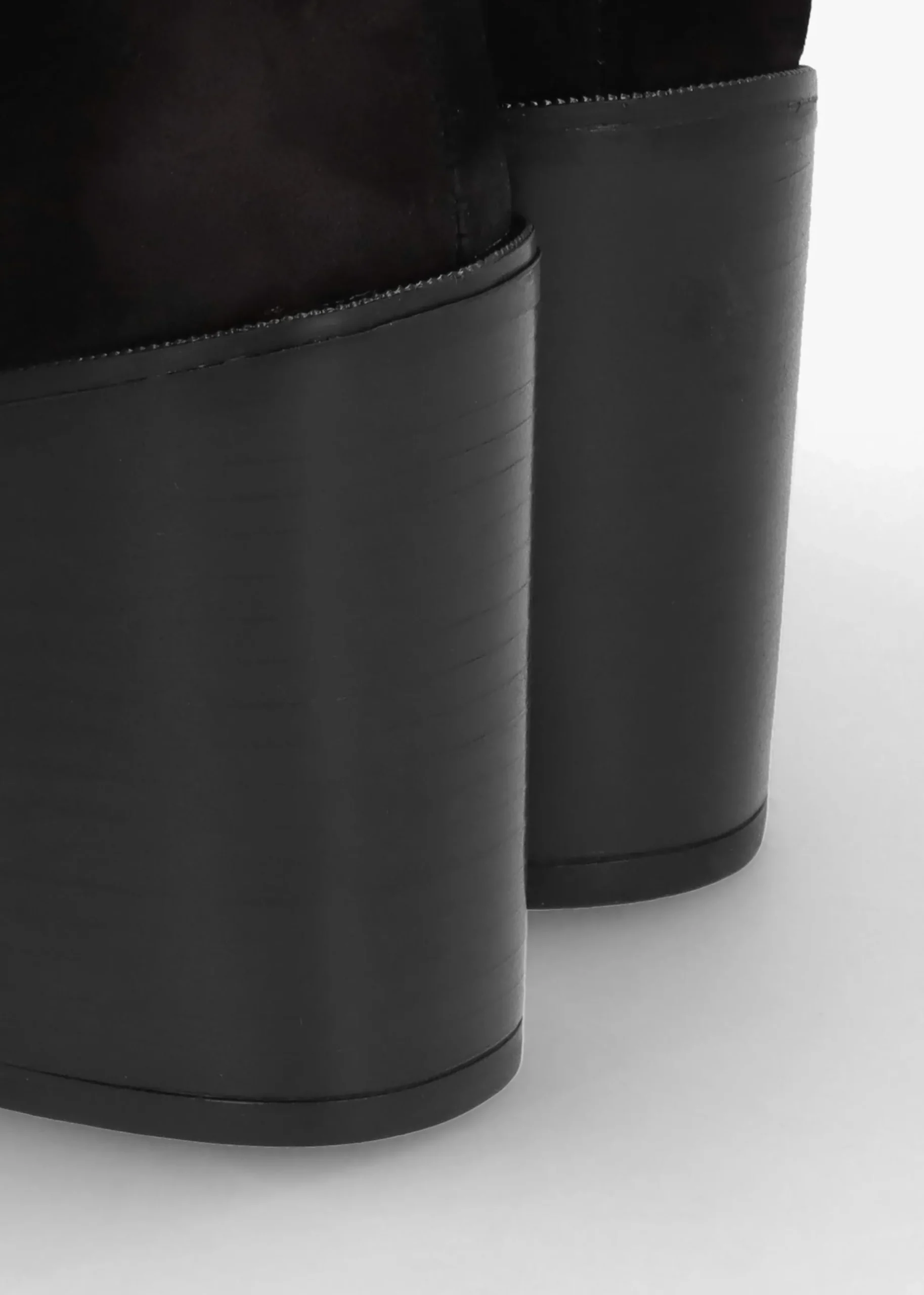 Astrid Black Suede Rouched Block Heel Knee Boots