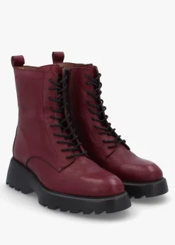 Atari Burgundy Leather Ankle Boots