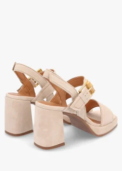 Athens Beige Suede Block Heel Platform Sandals