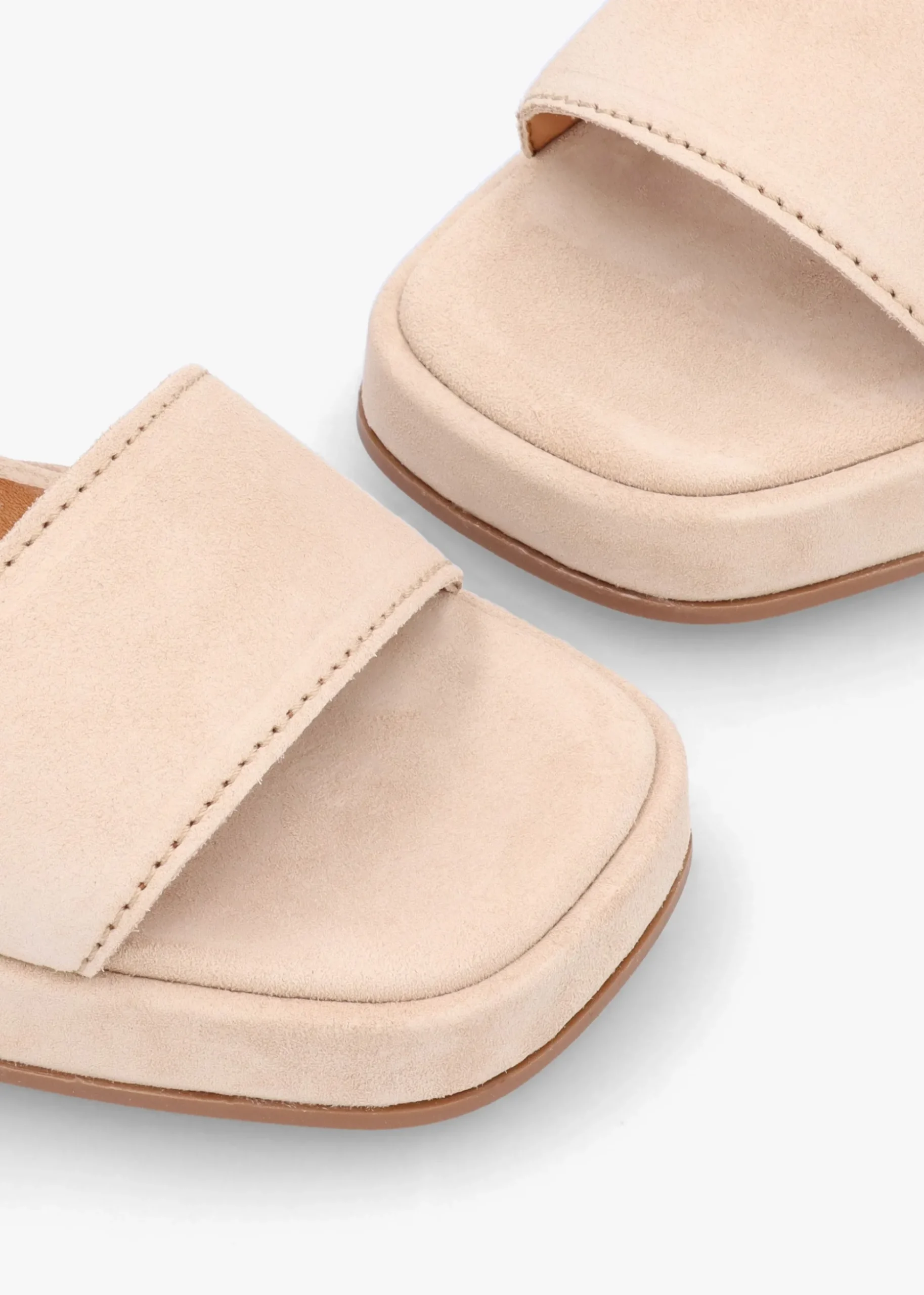 Athens Beige Suede Block Heel Platform Sandals