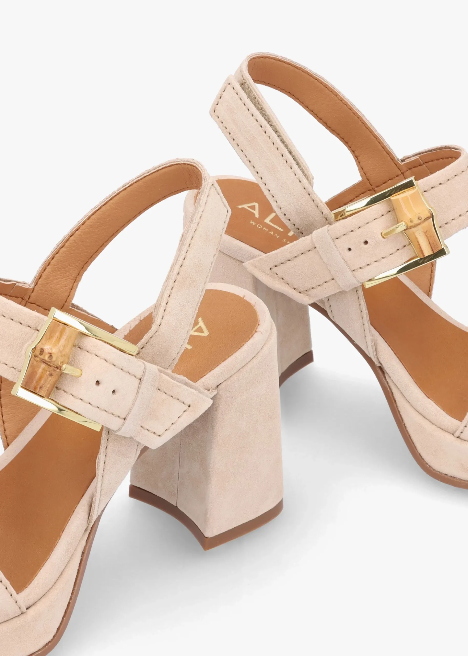 Athens Beige Suede Block Heel Platform Sandals