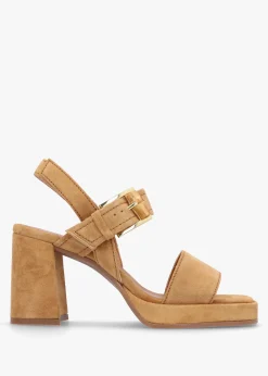 Athens Tan Suede Block Heel Platform Sandals