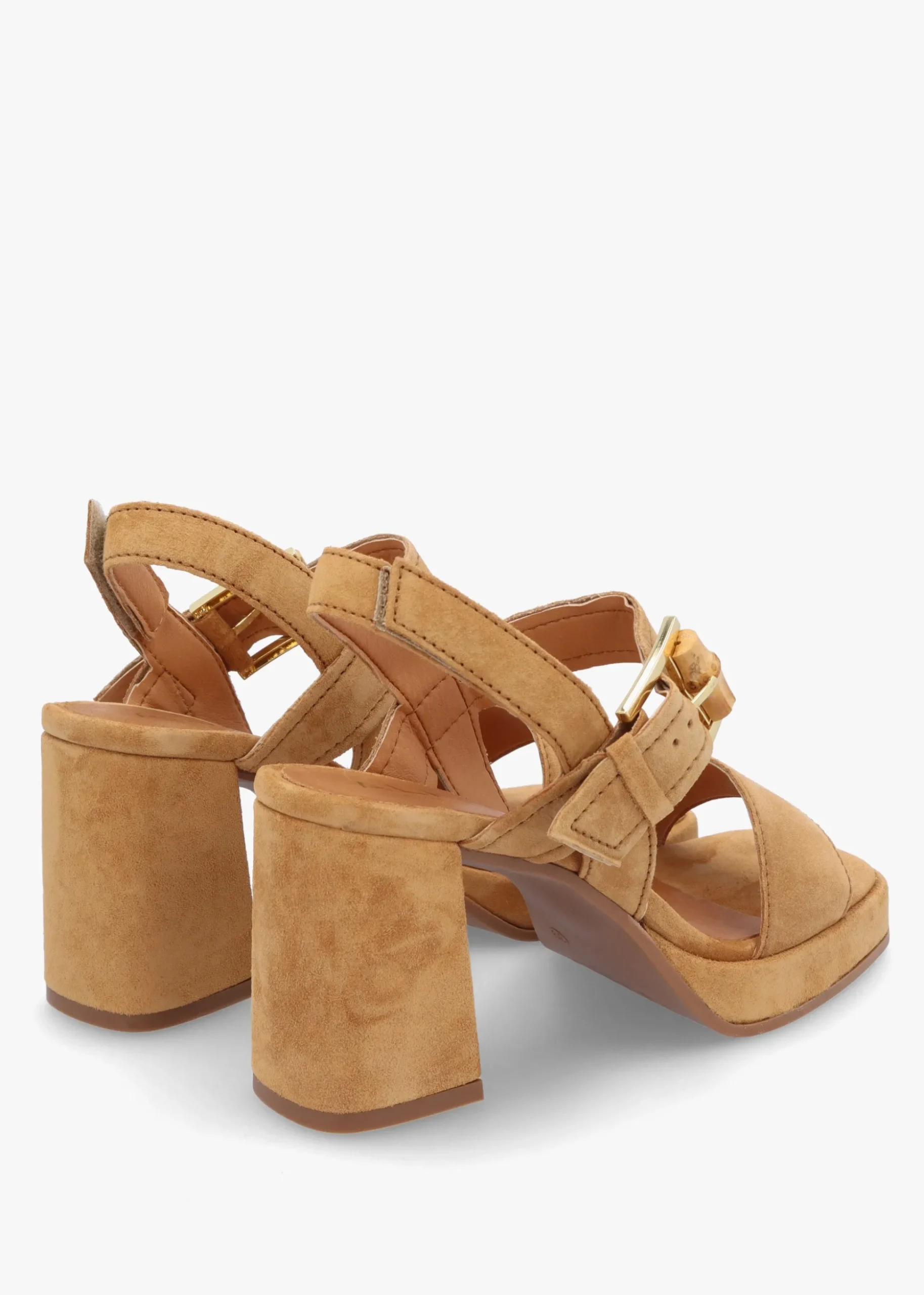 Athens Tan Suede Block Heel Platform Sandals