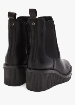 Audyn Black Leather Wedge Ankle Boots