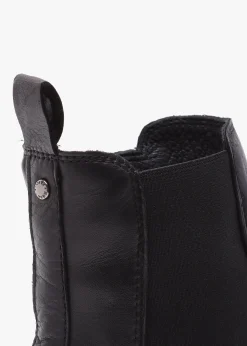 Audyn Black Leather Wedge Ankle Boots