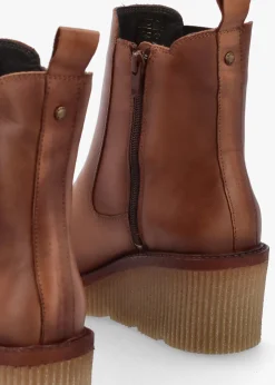 Audyn Tan Leather Wedge Ankle Boots