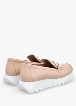 Aura Nude Pink Leather Loafers