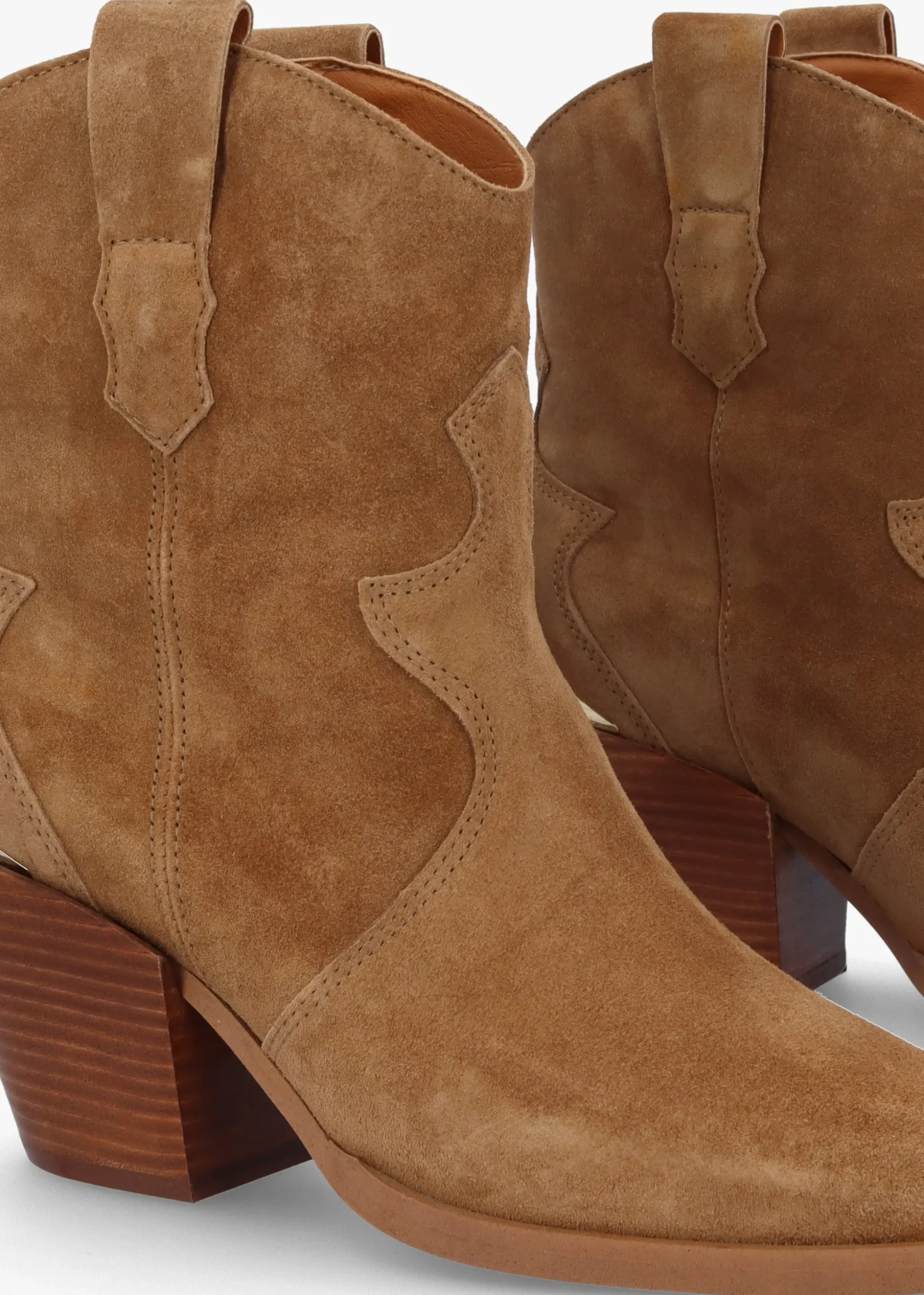 Austin Tan Suede Western Stacked Heel Ankle Boots