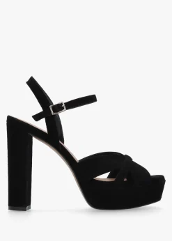 Avery Black Suede Platform Heeled Sandals
