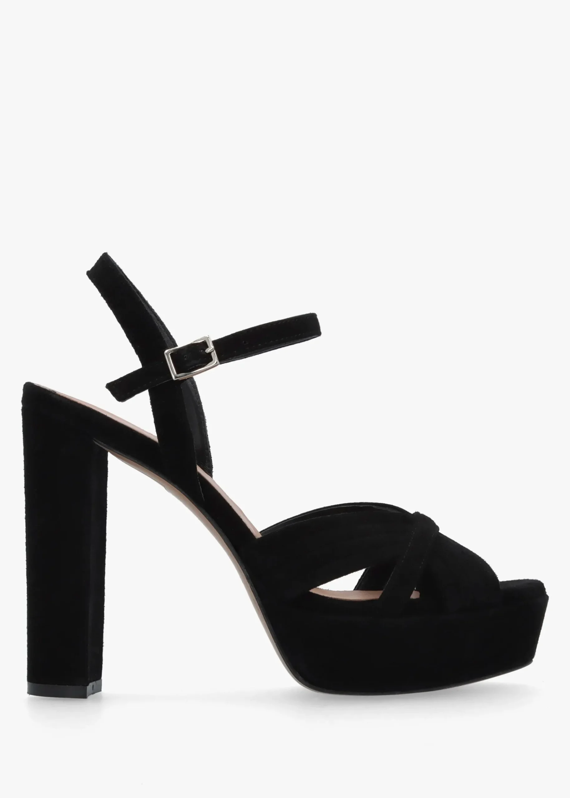 Avery Black Suede Platform Heeled Sandals