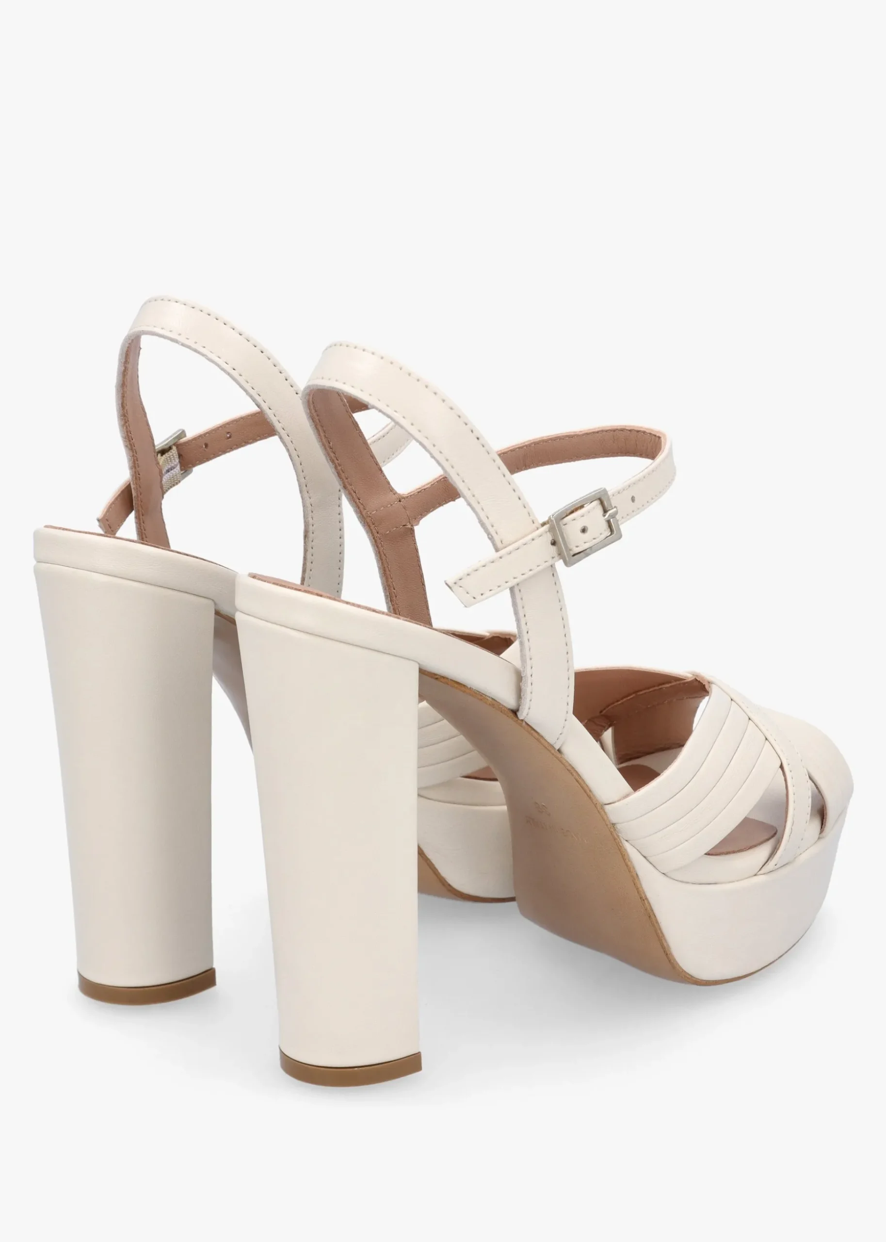 Avery Cream Leather Platform Heeled Sandals