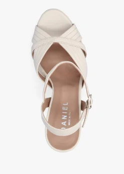 Avery Cream Leather Platform Heeled Sandals