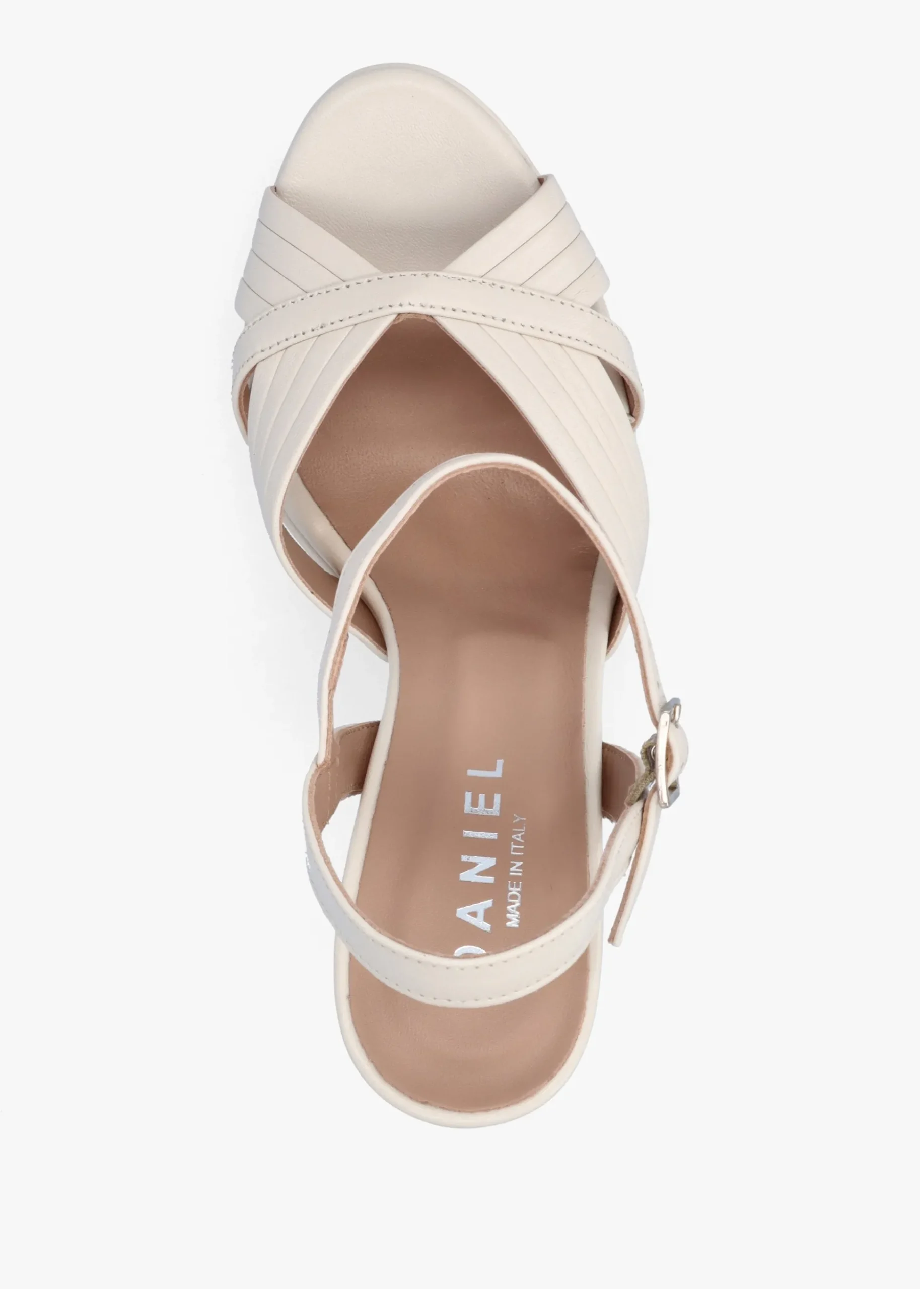 Avery Cream Leather Platform Heeled Sandals