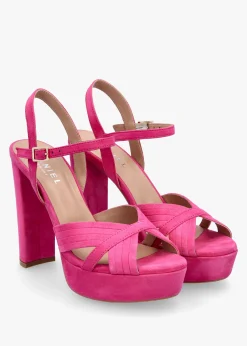 Avery Pink Suede Platform Heeled Sandals