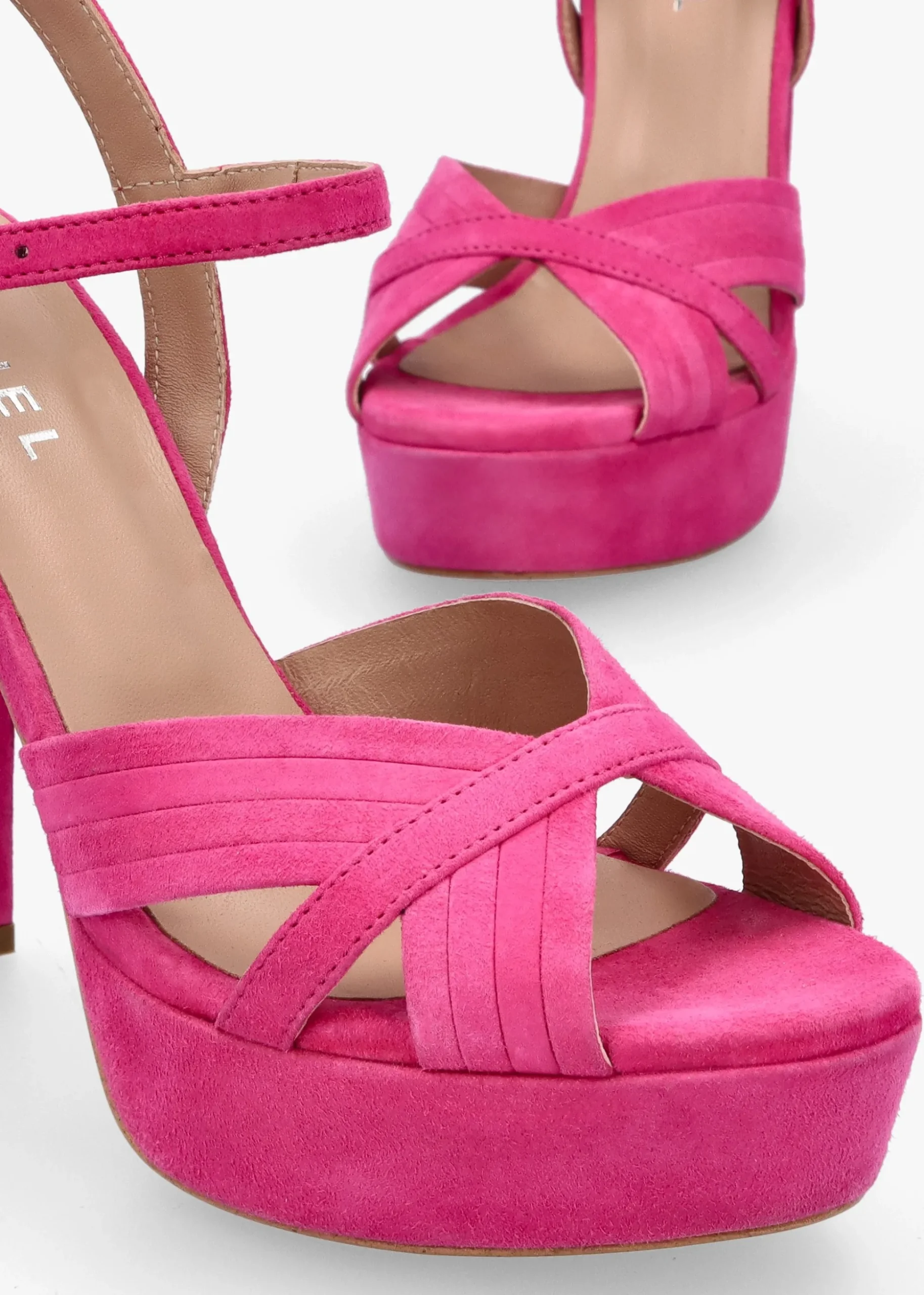 Avery Pink Suede Platform Heeled Sandals