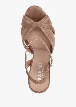 Avery Taupe Suede Platform Heeled Sandals