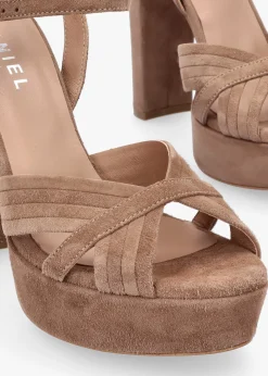 Avery Taupe Suede Platform Heeled Sandals