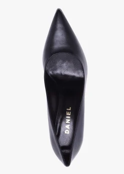Azack Black Leather Wedge Court Shoes