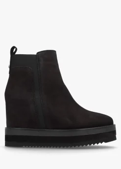 Azure Black Suede Wedge Chelsea Boots