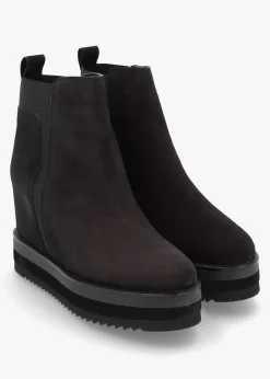 Azure Black Suede Wedge Chelsea Boots