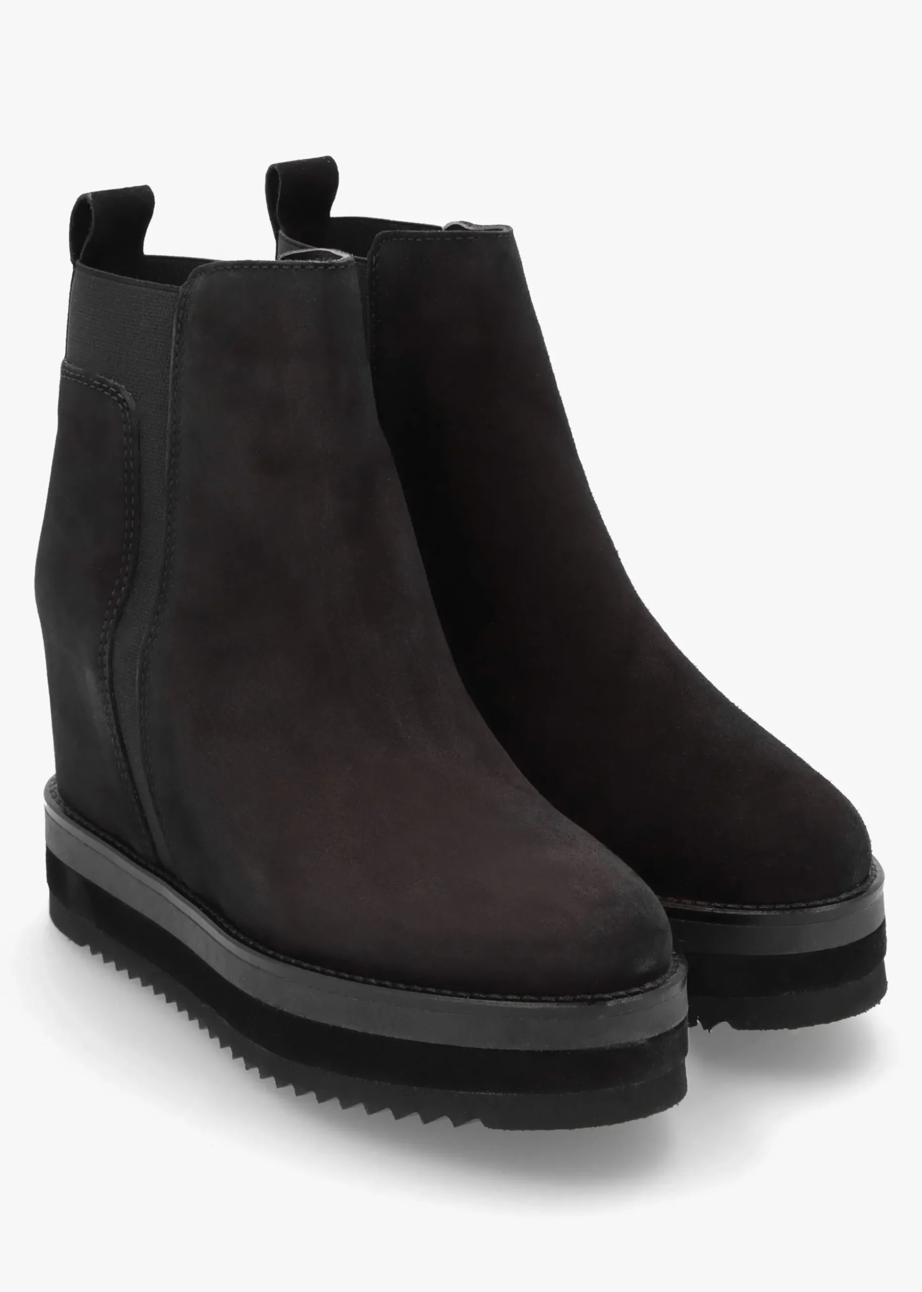 Azure Black Suede Wedge Chelsea Boots