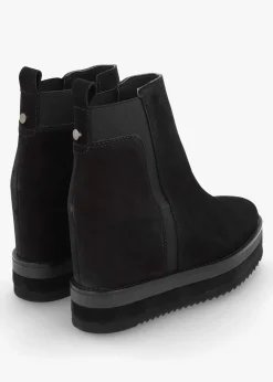 Azure Black Suede Wedge Chelsea Boots