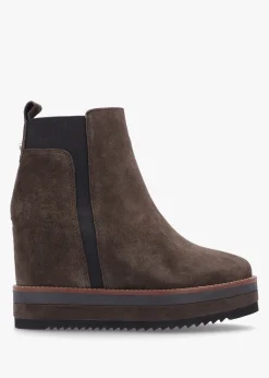 Azure Brown Suede Wedge Chelsea Boots