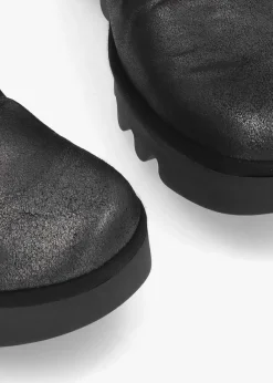 Baan Black & Silver Leather Wedge Ankle Boots