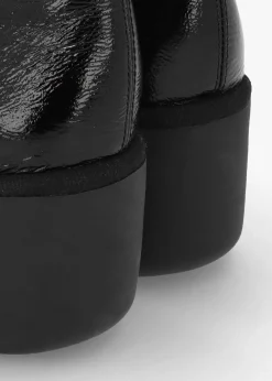 Baan Black & Silver Leather Wedge Ankle Boots