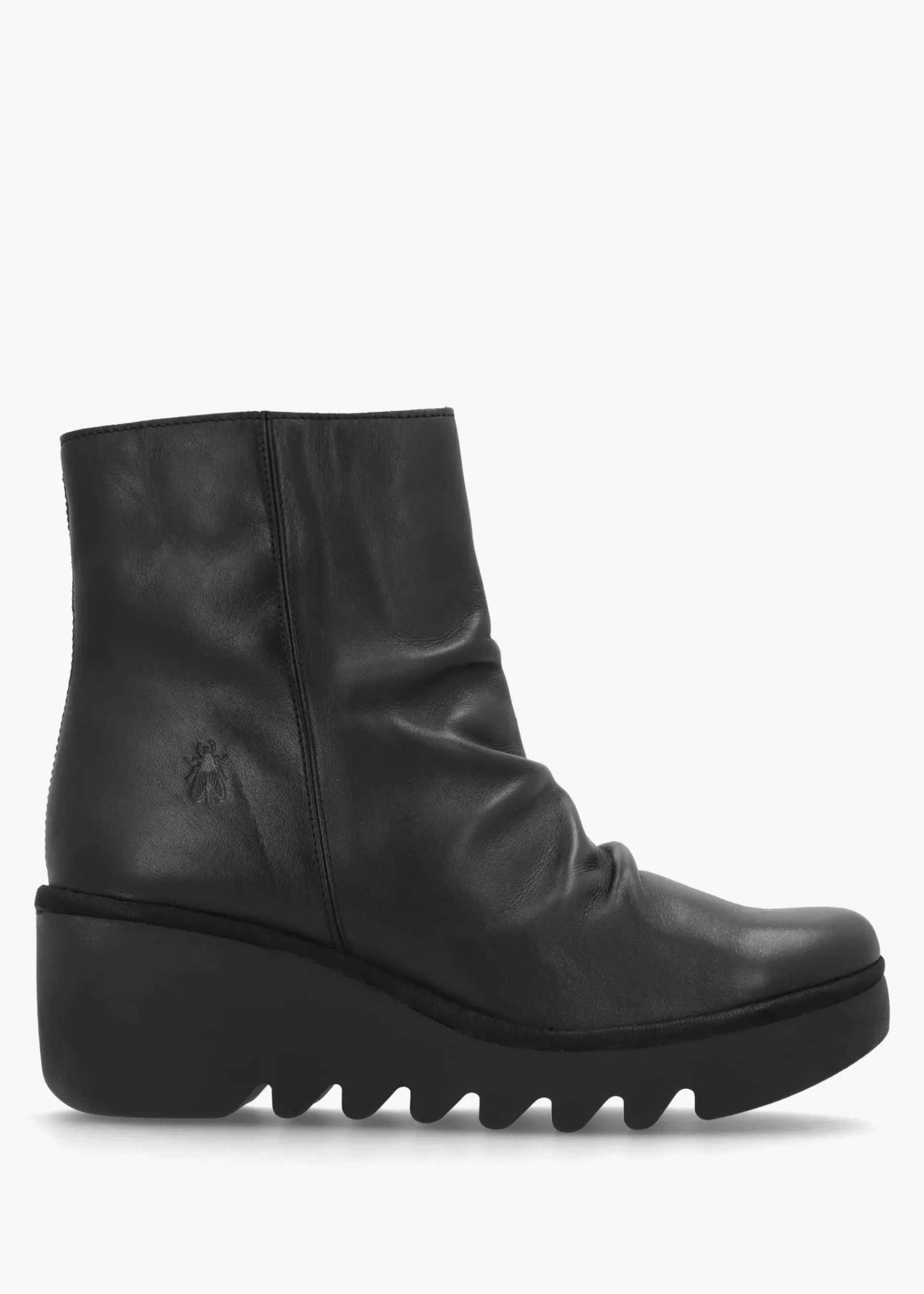 Baan Black Leather Wedge Ankle Boots