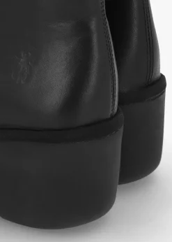 Baan Black Leather Wedge Ankle Boots