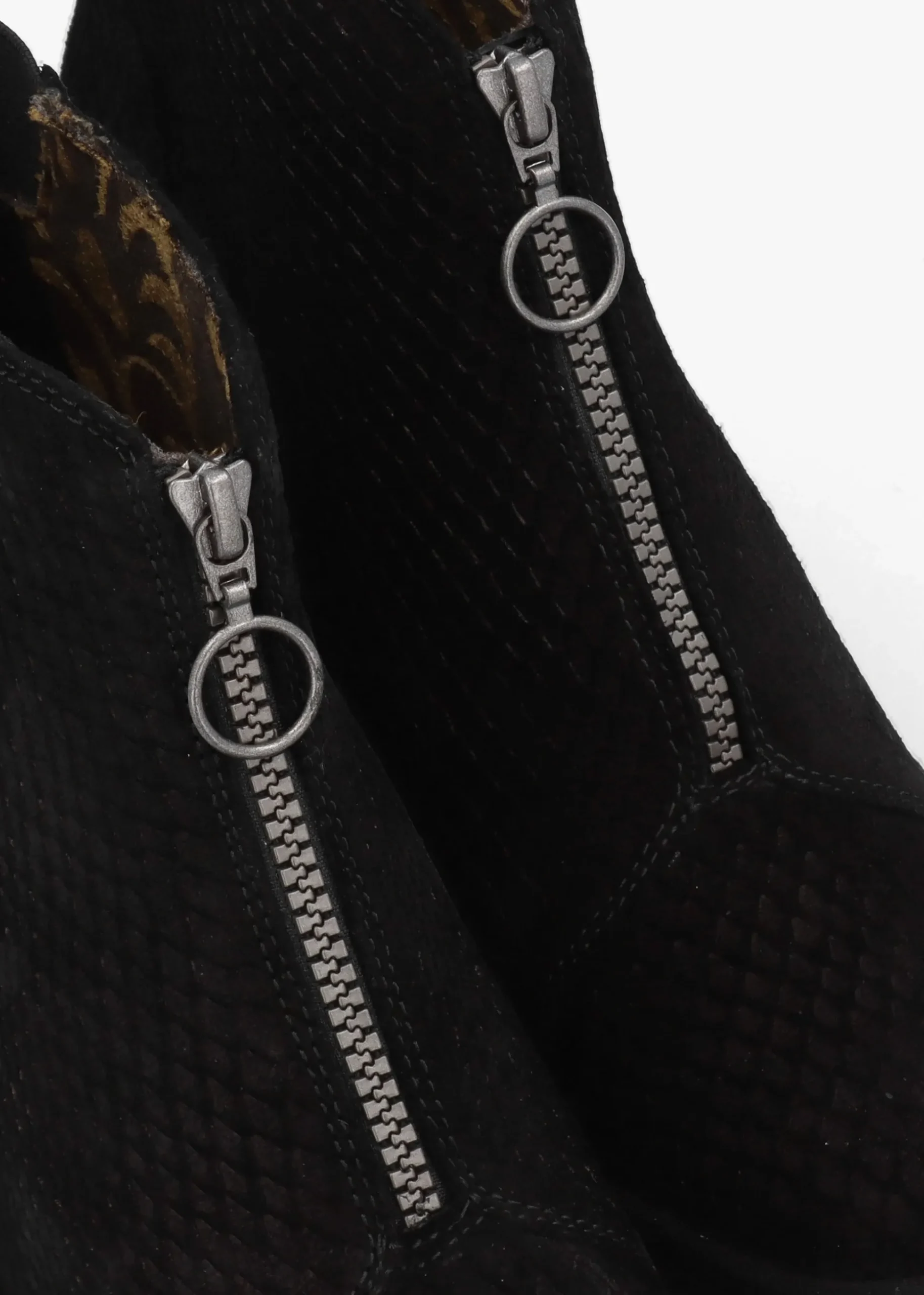 Baaz Black Reptile Suede Front Zip Wedge Ankle Boots