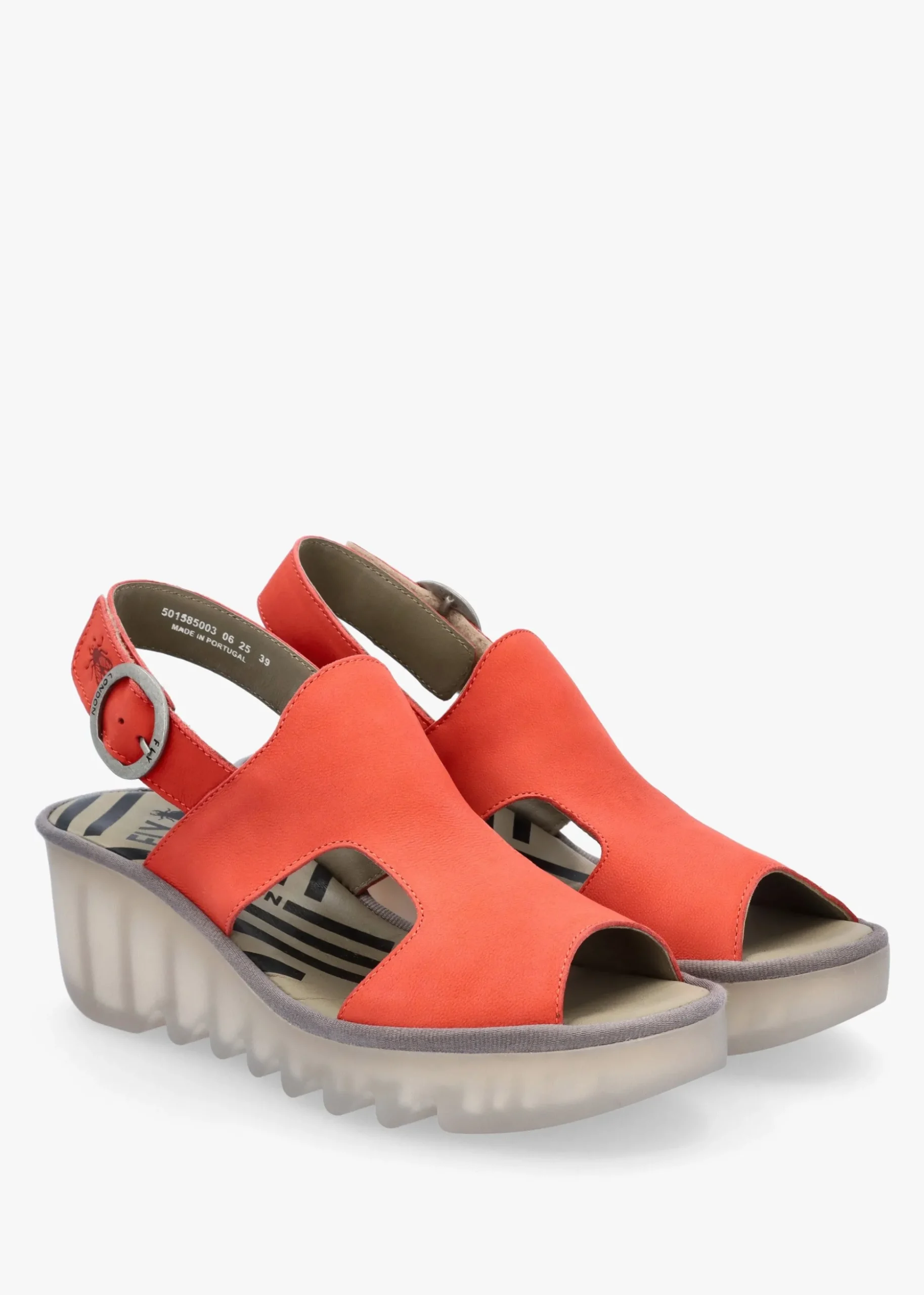 Baif Devil Red Nubuck Leather Mid Wedge Sandals