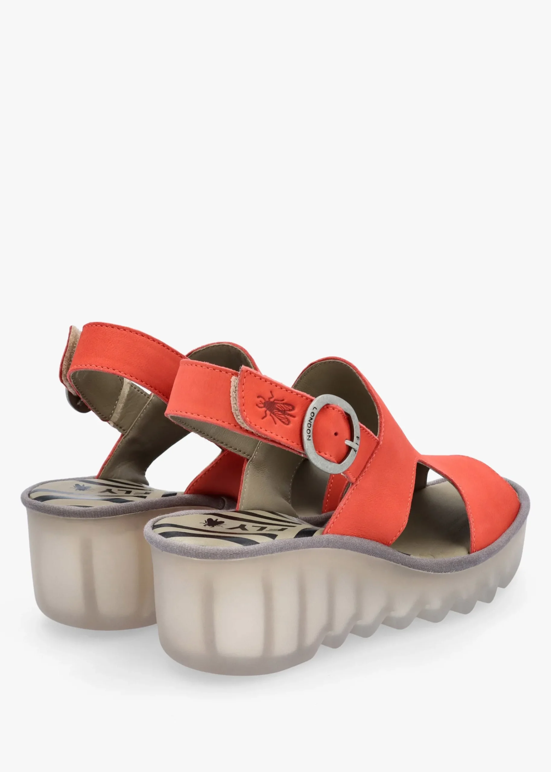 Baif Devil Red Nubuck Leather Mid Wedge Sandals