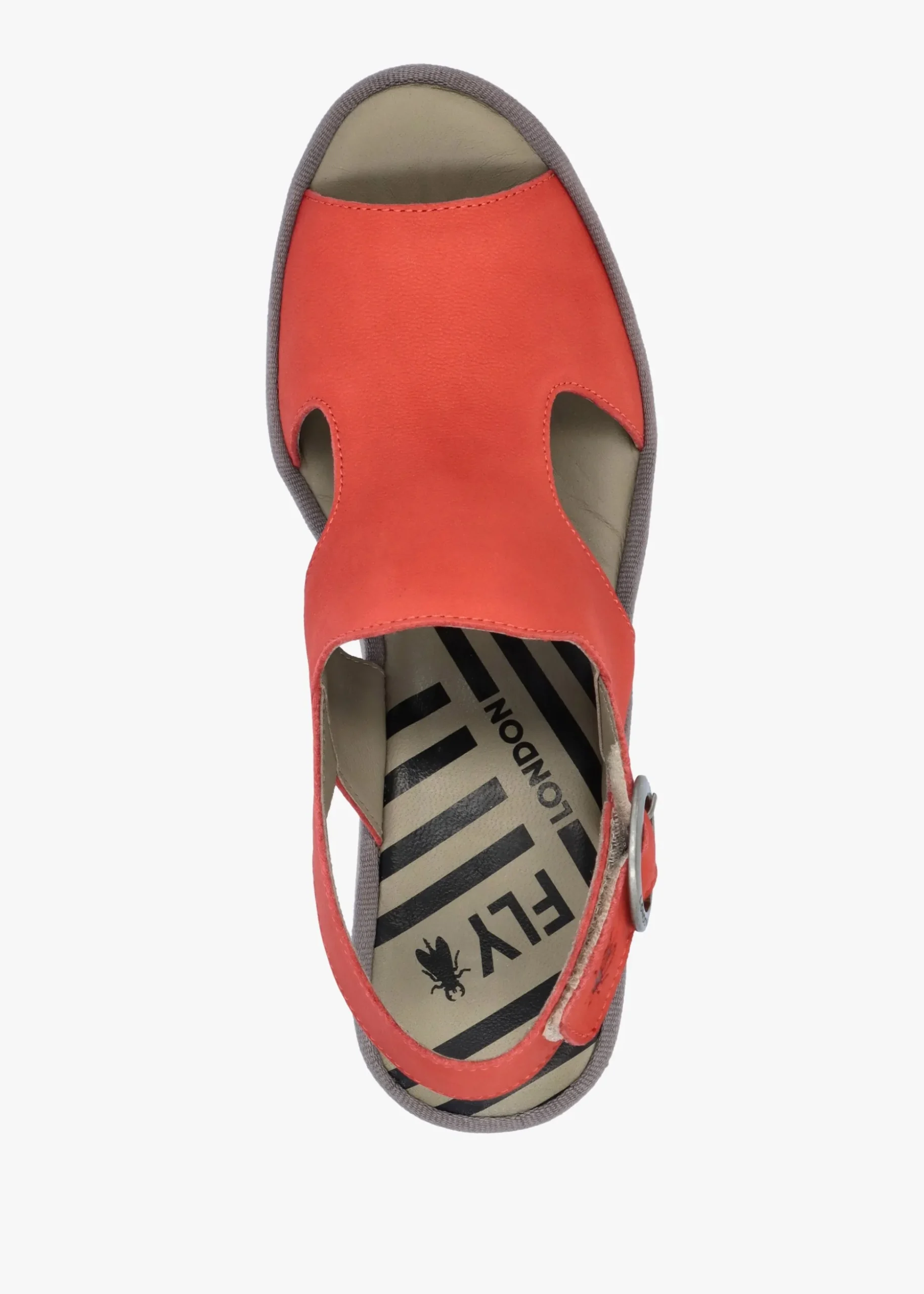 Baif Devil Red Nubuck Leather Mid Wedge Sandals