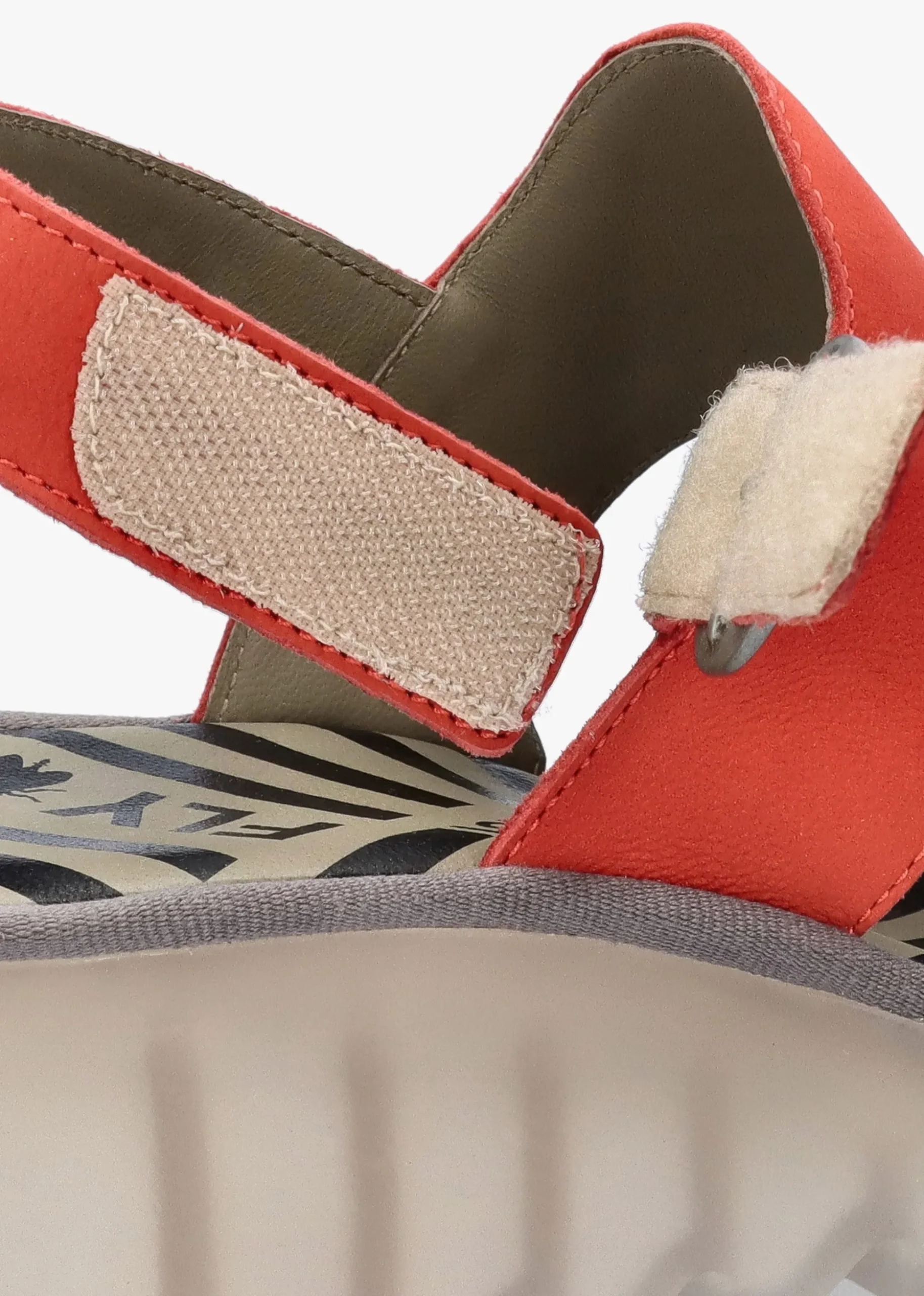 Baif Devil Red Nubuck Leather Mid Wedge Sandals