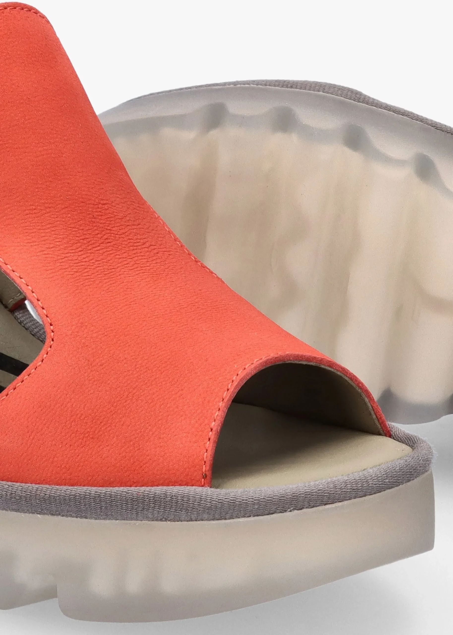 Baif Devil Red Nubuck Leather Mid Wedge Sandals