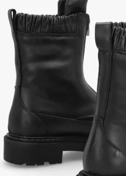 Bailey Black Leather Front Zip Ankle Boots