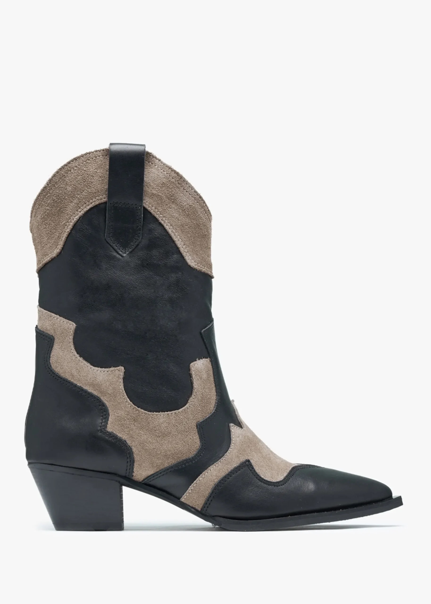 Bandana Black Leather Western Calf Boots