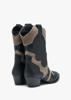 Bandana Black Leather Western Calf Boots