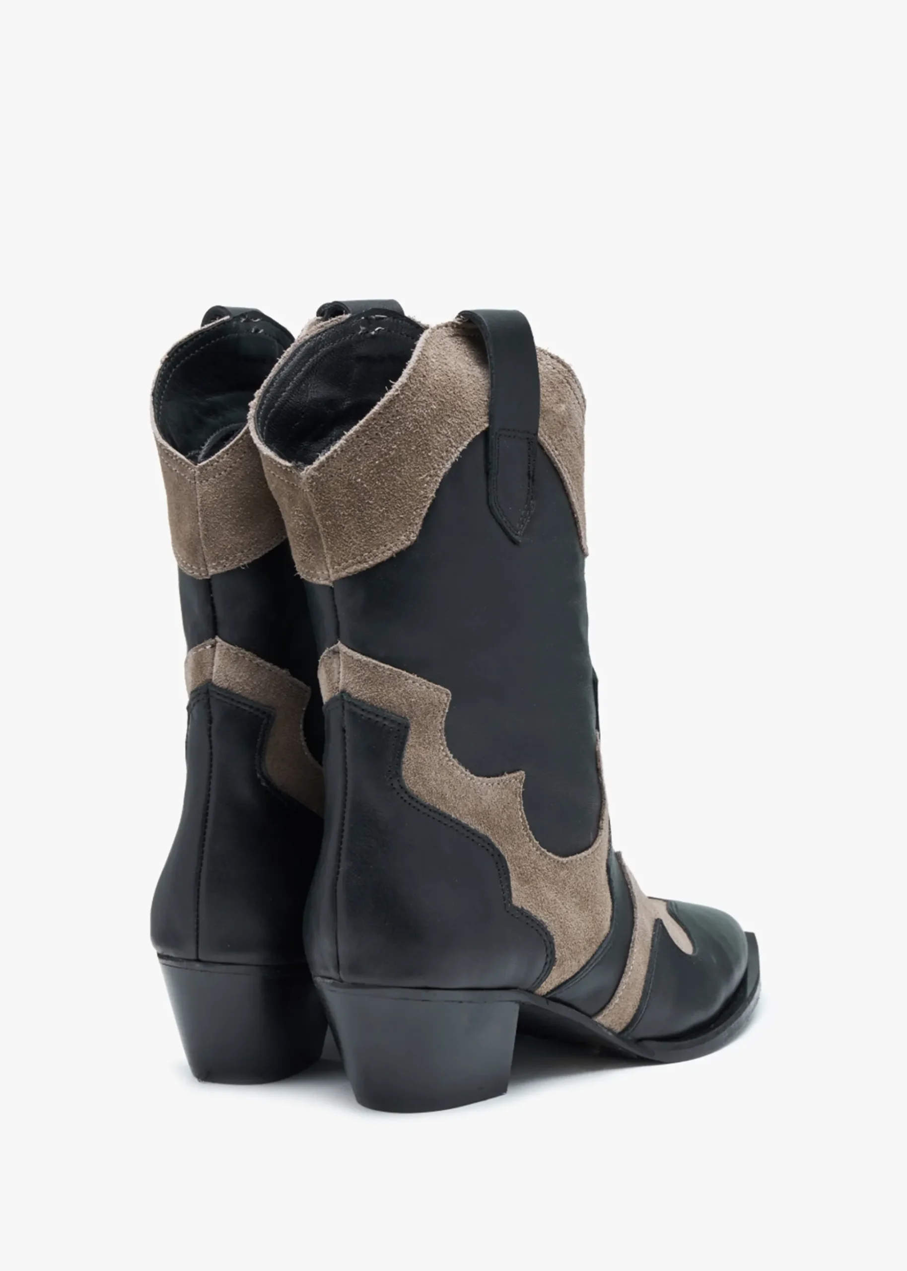 Bandana Black Leather Western Calf Boots